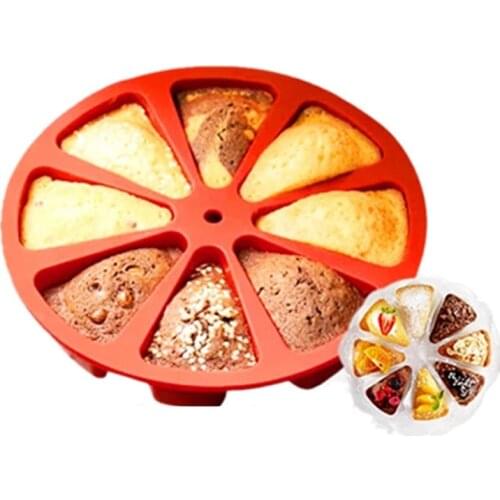 8 Holes Bakeware Molds Cake Pan Silicone Cupcake Mold Fondant Pudding Triangle Cakes Mould Muffin Baking Tools Pizza Plate
