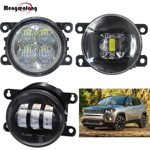 Car LED Lens Fog Light Accessories For Jeep Compass MP 2017 2018 Front Bumper Fog Lamp Daytime Running Light DRL 12V