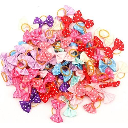 10PCS Pet Hair Bow Decorative Cute Dog Topknot Bow Dog Knotted Bow with Rubber Band Pet Hair Accessories for Party Decor