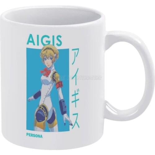 Aigis SEES Ai-chan Aegis Persona 3 White Mug Coffee Mugs Girl Gift Tea Milk Cup Mugs Aigis Aegis Ai Chan Blue Blonde Sees Person