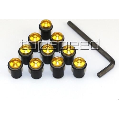 10 PCS Gold Motorcycle Windshield Windscreen Screws Bolts