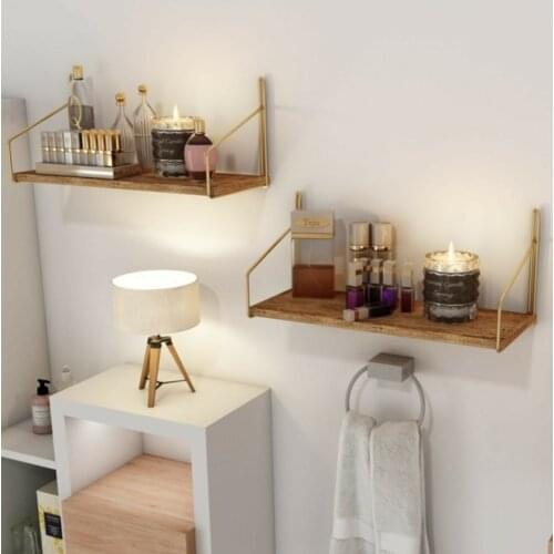 Wooden Stainless Kitchen Shelf Spice Rack Storage Racks Organizer Home Bathroom Bookshelf Wall Shelves Decorative Gold