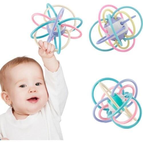 Baby Rattle Ball Toys Newborn Teething Soft Plastic Hand Bell Rattles Early Educational Puzzle Teether Toy Rubber Ball 0-12M