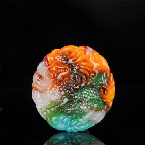 Hot Selling Natural Men Women Hand-Carved Colour Jade Kirin Pendant Necklace Amulet Gifts for Unisex