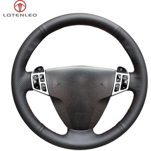 LQTENLEO Black Artificial Leather Hand-stitched Car Steering Wheel Cover For Saab 9-3 2000-2013 Cadillac BLS 2007 2008