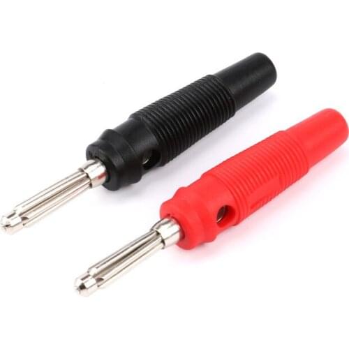 Red and Black 4mm Solderless Side Stackable Musical Speaker Cable Wire Pin Banana Plug Connectors