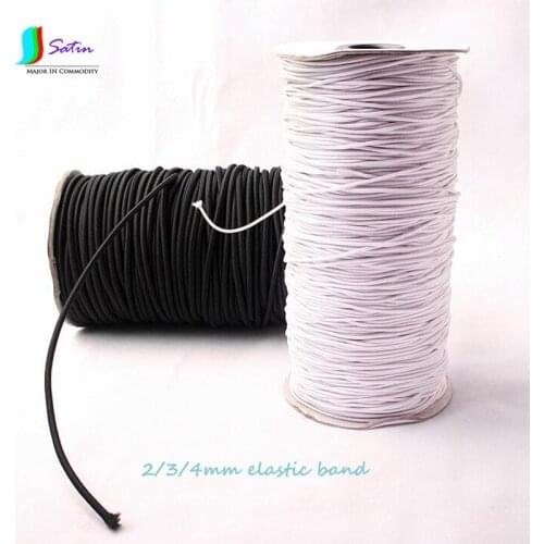 Round white or Black Elastic Band For Clothing Sewing DIY Skirt Tight Waist Round Elastic Band S0113H 2/3/4MM
