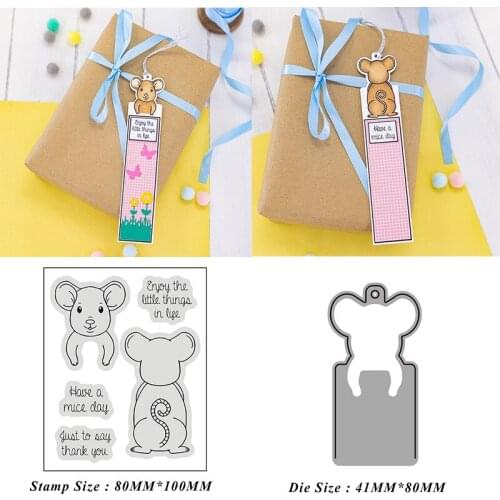 Rat Mouse Front and Back Tag Metal Cutting Dies Scrapbook Paper Craft Knife Mould Stencils Making Die Cuts