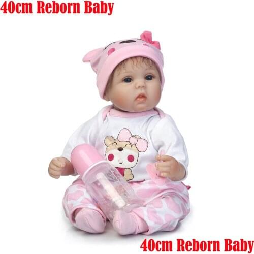 NPKCOLLECTION Hair Rooted Realistic Reborn Baby Dolls Soft Silicone 40cm Lifelike baby New born Doll Girl XMAS Gift