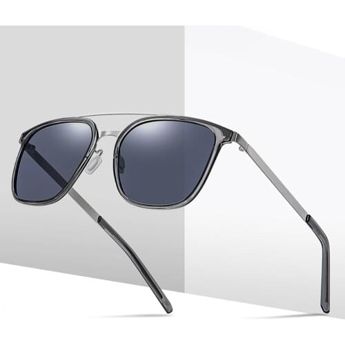 2020 New Square Large Frame Metal Fashion Street Style Simple Cassic Double Bridge Men Polarized Sunglasses JD2008