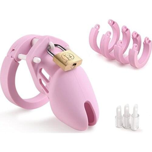Male Chastity Device Cock Cage with 5 Size Penis Rings Lock Erotic Urethral Lock Sex Products Sex Toys for Men Gay Chastity Cage