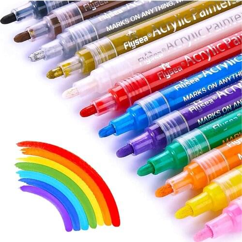 Acrylic Paint Marker Pens set, Premium Waterproof Permanent Paint Art Marker Pen Set for Rock Painting DIY Craft Projects