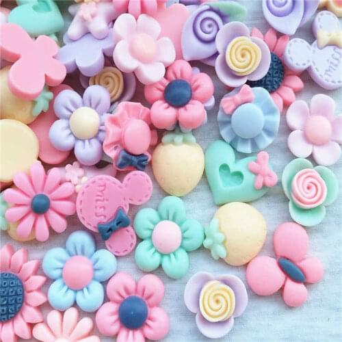Mix Resin Flatback Scrapbook Lots Button Craft 3D Diy Flower Phonecover