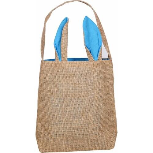 Wholesale 5pcs/lot Hot Easter Bunny Ears Bag Jute Cloth Material Easter Gift BagsFunny Cute Rabbit Birthday Party Supplies