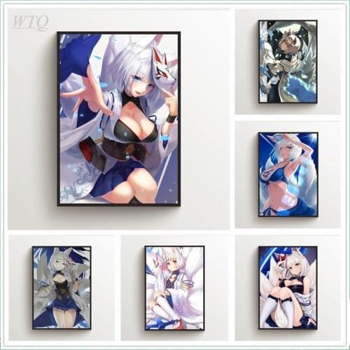 Anime Posters Azur Lane Kaga Amagi Poster Canvas Painting Wall Decor Poster Wall Art Picture Photos for Childrens Room Decor