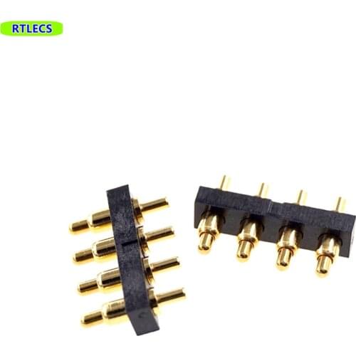 5 pcs Spring-Loaded header Battery Contact 2.54 mm High Current 2A 36V DC Strip Height 5.0 mm Male Pogo Pin Connector 4 Pin