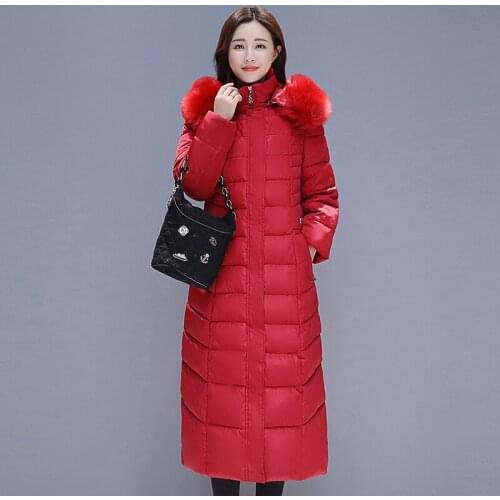 Down Jacket Long Winter Fashion Warm Parkas Korean Snow Coat Outerwear Oversize Padded Clothes Slim Ladies Overcoat 7XL A538