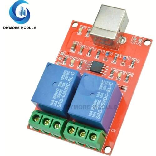 DC 5V Relay Board 2 Channel USB Computer Control Free Driver Support WIN7 For Smart Home Doors Power Supply Controlling