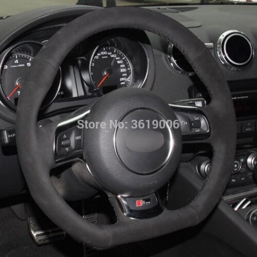 Hand Sewing Black Suede Car Steering Wheel Cover for Audi TT 2008-2013