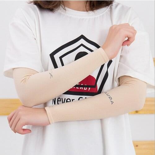 New boxed ice silk sleeves, sunscreen and UV protection outdoor riding solid color arm sleeves, fingerless men and women ice sle