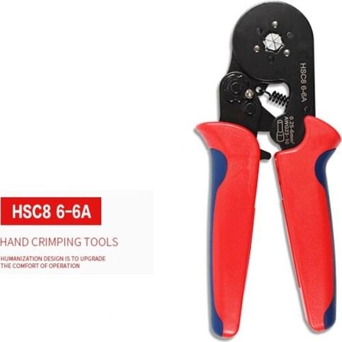 Self-adjusting mini cable Crimping Plier HSC8 6-4A/ 6-6 high carbon steel electrical tools AWG24-10 0.08-6.0mm 2cable terminal