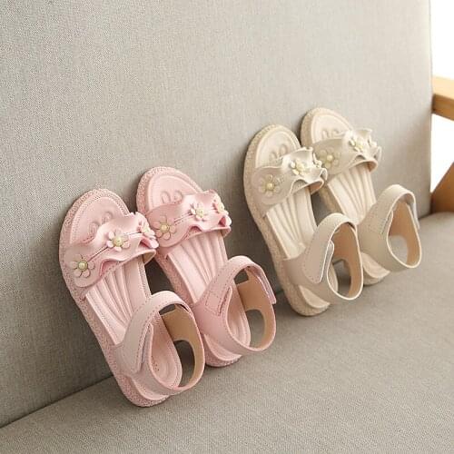 Summer Kids Sandals For Girl Floral Non-slip Sweet Soft Children Girl Flat Beach Shoes Casual Baby Kids Shoes For Girl Sandal