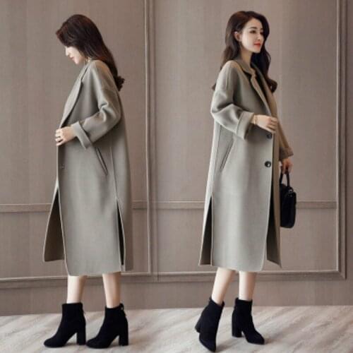 Woolen coat female long section 2020 new Korean version of the knee double-sided woolen coat coat female winter zero cashmere