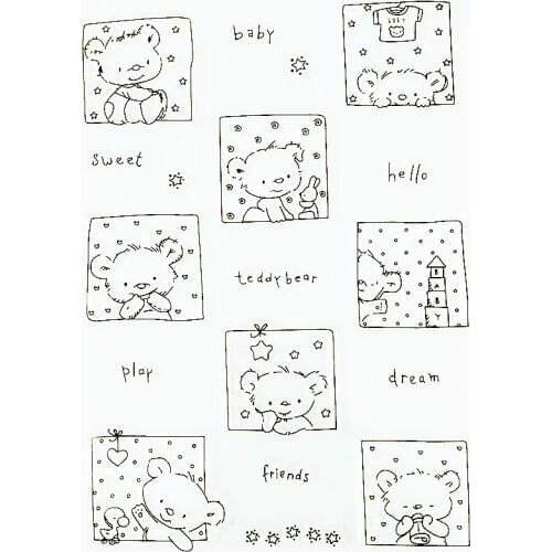 YLCS090 teddy bear silicone clear stamps for Scrapbooking DIY album cards decoration embossing folder rubber stamp 10.5*15 cm