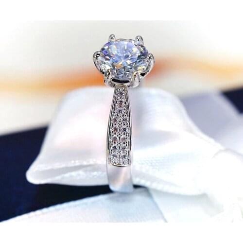 ZHOUYANG Ring For Women Classic 6 Prong Setting Cubic Zirconia Wedding Engagement Ring Silver Color Fashion Jewelry KAR181