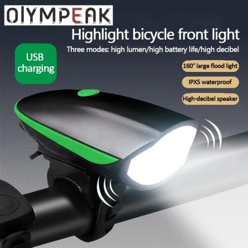 Bike Front Light Bike Horn Light Bicycle Bell USB Charging Bicycle Light Cycling Multifunction Ultra Bright 120db Horn Bell