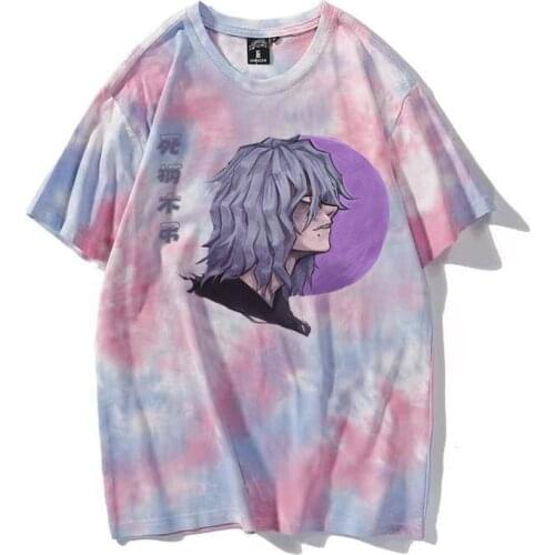 Japan Hot Anime Tie Dye T-shirt Funny My Hero Academia Print Casual Summer T-shirt Harajuku Cool Shigaraki Tomura Top Unisex