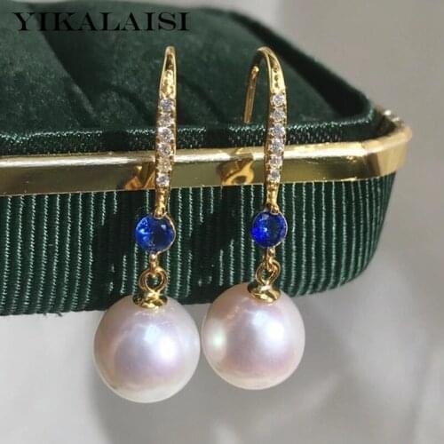 YIKALAISI 9-10mm Round Natural Freshwater Pearl Earrings For Women 925 Sterling Silver Earrings Jewelry New Arrivals Wholesales