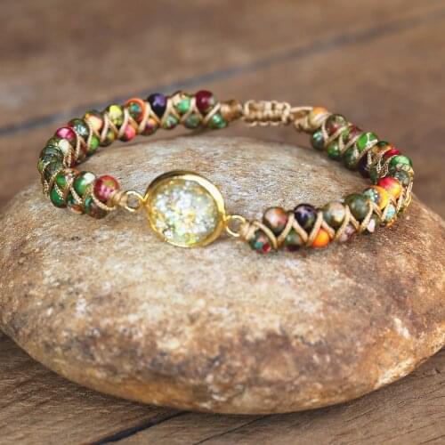 Women Men Handmade DIY Friendship Jewelry Orgonite Braided Bracelet Boho Yoga Beaded Charm String Warp Bracelet