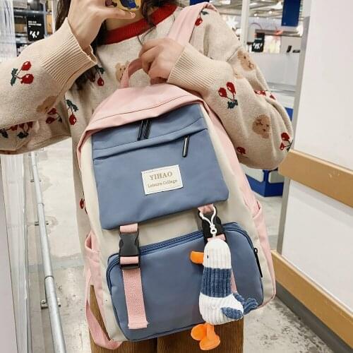 Women Harajuku Cute Backpack Nylon Student School Bag Laptop Ladies Kawaii Backpacks Girl Fashion Book Bags Trendy Travel Female