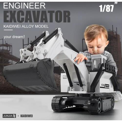 1/87 Scale Reverse Excavator Alloy Model Metal Forklift Excavator Engineering Truck Boy Diecast Crane Truck Excavator Car Model
