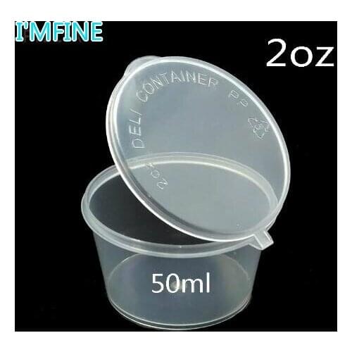100pcs/lot- 50ml 2oz Food grade PP seasoning cup Disposable tasting cup Salad sauce Take-out storage cup