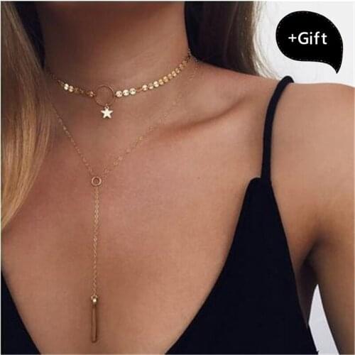 2020 Newest Sexy Fashion Multi-layered Shining Necklaces Casual Street Shoot Copper Brilliant Sequin Chain For women Jewelry