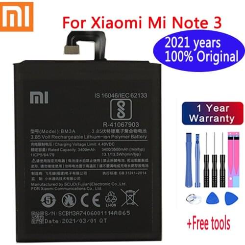 2020 100% Original Phone Battery BM3A For Xiaomi Mi Note 3 Replacement Battery 3300mAh High Capacity Phone Batteries Free Tools