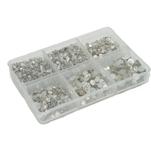 3500pcs Mix Sizes Crystal Non Hotfix Rhinestones Set Flat Back Glass SS6-SS20 Crystal AB Rhinestones For DIY Decoration