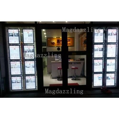 A3 Single Sided Portrait Magnetic Acrylic Panel LED Light Pocket Advertising Poster Display for Real Estate Agent Window