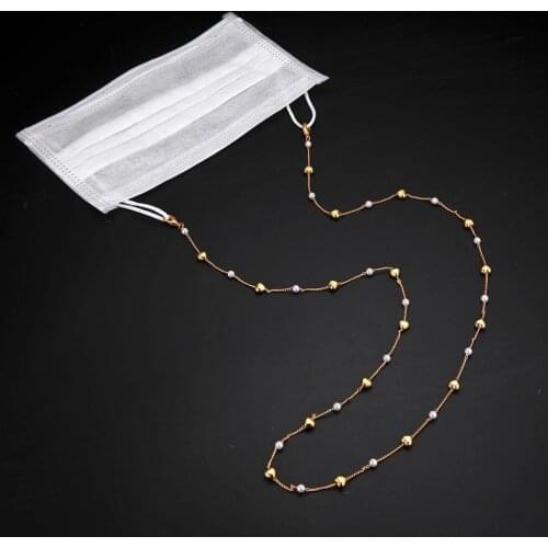 2021 New Korean Vintage Star Tassel Bead Necklace Mask Chain Strap Hang on Neck Glasses Holder Rope for Women Glasses Strap