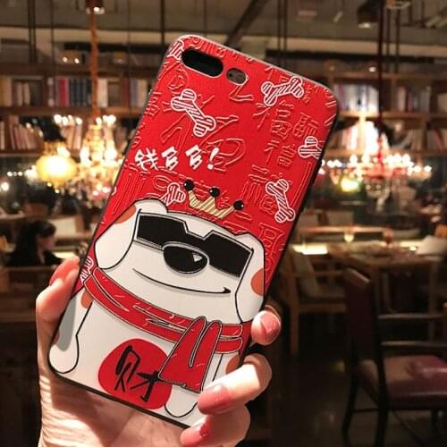 3D Embossed Phone Case For Xiaomi Redmi POCO X2 F2 Pro Note 7 8 9 Pro 8T 7A 8A 10 9 8 Lite 9T 9Tpro Soft Lucky Cat Phone Cases