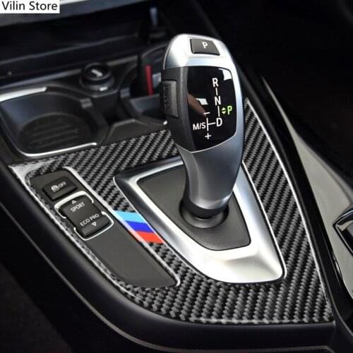 For BMW F20 F21 LHD Car Interior Carbon Fiber Gear Shift Panel Cover Trim Car Stickers 1 Series 116i 118i Accessories