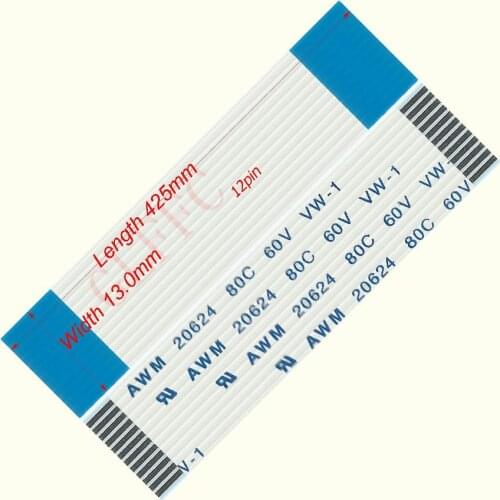 12pin 1.0pitch 425mm-3900mm A-type Flexible Flat Cable FFC awm 20624 ROHS for TTL LCD DVD Computer