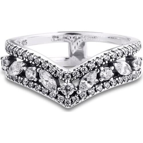 Sparkling Marquise Double Wishbone Ring Sterling Silver Jewelry Rings for Women 2021 Valentines Wedding Ring Gift For Friends