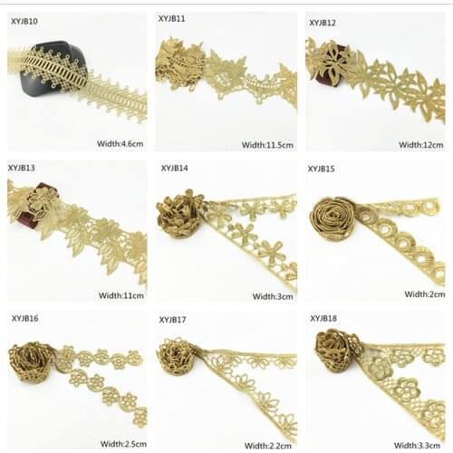 2y gold lace DIY lolita garment accessories sewing lace trim width 1.2-12CM the queen dress wedding lace material XYJB01 XYJB36