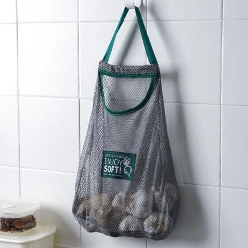 Kitchen vegetable storage pockets hanging string organising bag pouch household garlic onion permeable hollow hanging bag