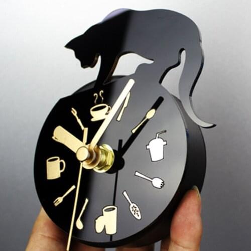 Kitchen Fridge Cats Clock Mini Lovely Kitten Creatived Magnet Suction Clock Home Accessories