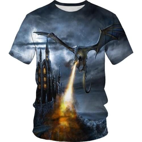 2021 summer fashion new animal fire bird 3D printing pattern mens cool casual short-sleeved T-shirt top