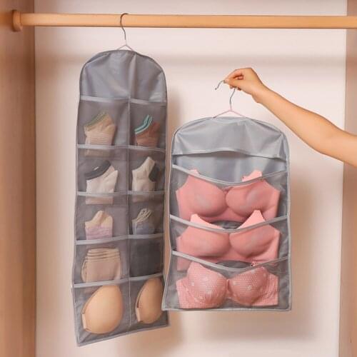 Hot rotating double-sided multi-pocket hanging storage bag underwear bra storage bag wardrobe finishing storage hanging bag